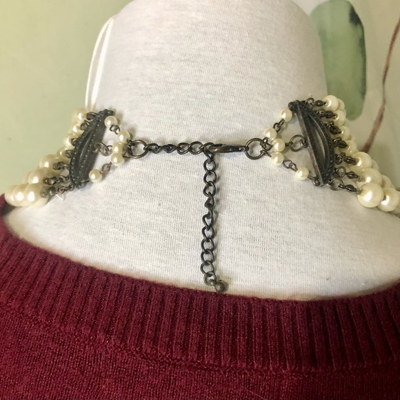 7 Strand Faux Pearl Necklace Maximalist - Picture 7 of 10